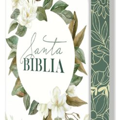 Biblia RVR 1960 letra grande tamaño manual, tapa dura con flores blancas y cantos pintados