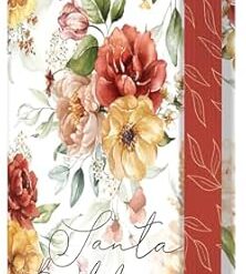 Biblia RVR 1960 letra grande, flores rosadas y cantos pintados