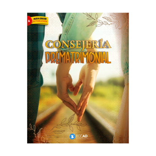 Portada de libro con el título "Consejería Prematrimonial", imagen de dos manos formando un corazón