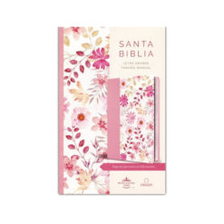 Biblia Letra Grande Piel Rosada Con Flores