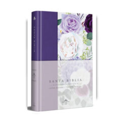 Biblia Morada Con Flores Tapa Dura Tamaño Manual