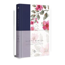 Biblia Purpura Con Flores Tamaño Manual