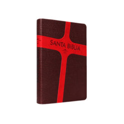 Biblia Reina Valera 1960 Mediana Letra Grande Imitación Piel Marrón/Rojo Cruz