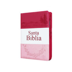 Biblia Reina Valera 1960 Mediana Letra Grande Imitación Piel Fiusha Rosa Pastel