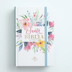 Biblia Tamaño Manual Tapa Dura Con Elástico Azul Floral