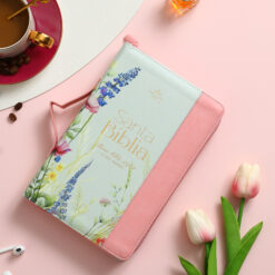 Biblia Blanco Rosa Cierre Manija, Con Índice