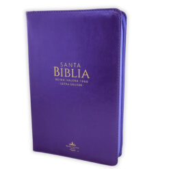 Biblia Con Cierre Letra Grande 12 Puntos Para Mujer RV1960 Imit Piel Lila Con índice