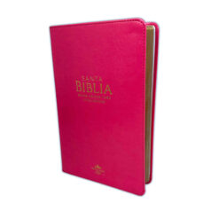 Santa Biblia Imitación Piel Fucsia- Letra Grande