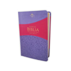 Biblia Letra Grande 12 Puntos Para Mujer RV1960 Imit Duotono Lila Floral Y Fucsia