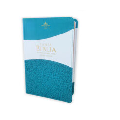 Biblia Letra Grande 12 Puntos Para Mujer RV1960 Imit Duotono Turquesa Floral Y Blanco