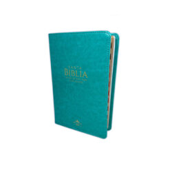 Biblia Letra Grande 12 Puntos Para Mujer RV1960 Imit Piel Turquesa Con índice
