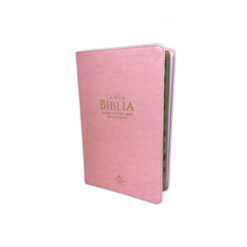 Biblia Letra Grande 12 Puntos Para Mujer RV1960 Imit Piel Rosado Con índice