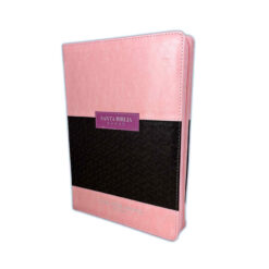 Biblia Con Cierre Letra Súper Gigante 19 Puntos RV1960 Imit Duotono Rosa Y Café Con índice