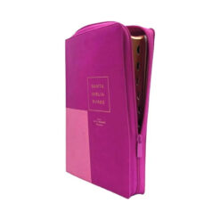 Biblia Reina Valera 1960 Letra Súper Gigante Filo Dorado Flexible Clásica Rosa Fucsia Con Cierre