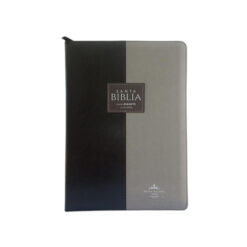 Biblia RVR 1960 Letra Gigante Símil Piel Duotone Negro Gris Con Índice Con Cierre