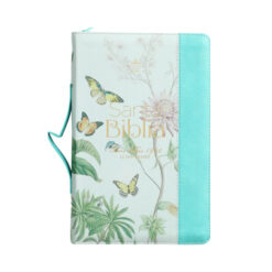 Biblia Rvr60 Con Cierre, Índice Y Manija Mariposas Turquesa
