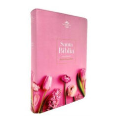 Biblia Reina Valera 1960 Letra Grande Filo Blanco Tapa Simil Piel Supreme Flores En Rosa