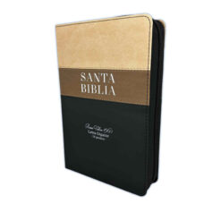 Biblia RVR1960 Gigante Manual Con Cierre Beige, Café Y Negro
