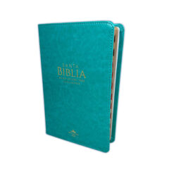 Biblia Letra Grande 12 Puntos Para Mujer RV1960 Imit Piel Turquesa Con índice
