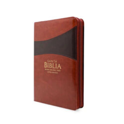 Biblia Reina Valera 1960, Tamaño Manual, Letra grande, Símil Piel, Cierre, Café Bitono