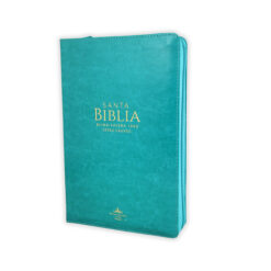 Biblia Con Cierre Letra Grande 12 Puntos Para Mujer RV1960 Imit Piel Turquesa Con índice