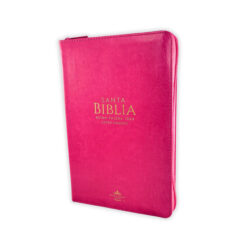 Biblia Con Cierre Letra Grande 12 Puntos Para Mujer RV1960 Imit Piel Fucsia Con índice