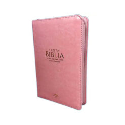 Biblia RVR 1960 Letra Grande Tamaño Manual Símil Piel Rosada Con Índice