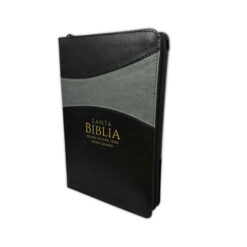 Biblia Con Cierre Letra Grande 12 Puntos RV1960 Imit Piel Negro Y Gris Con índice