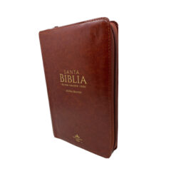 Biblia Tamaño Manual / Símil Piel Café Oscuro / Con Cierre