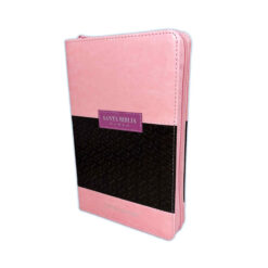 Biblia Para Mujer Con Cierre Letra Grande 12 Puntos RV1960 Imi Piel Rosa Y Café Con índice