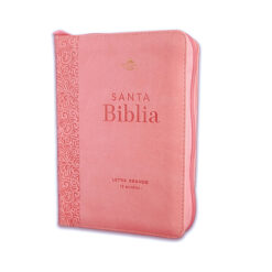 Biblia Con Cierre Portátil 12 Puntos RV1960, Imit Piel Rosa Floral