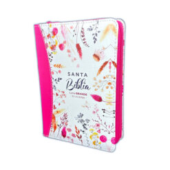 Biblia Con Cierre Compacta 11 Puntos RV1960 Imit Piel Con Canto Pintado Primaveral Fucsia