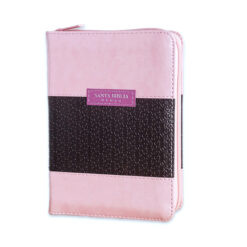 Biblia De Bolsillo Con Cierre Para Mujer RV1960 Imit Piel Duotono Rosado Y Café Con índice