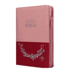 Biblia Reina Valera 1960 Mediana Letra Grande Imitación Piel Rosa Duotono