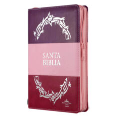 Biblia Reina Valera 1960 Mediana Letra Grande Imitación Piel Morado Rosa