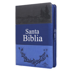 Biblia Reina Valera 1960 Mediana Letra Grande Imitación Piel Gris Azul Marino