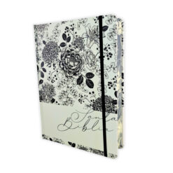 Biblia De Apuntes Con Margen Amplio RV1960, Tapa Dura Blanco Y Negro Con Canto Negro Floral