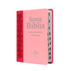 Biblia Fuente de Bendiciones Reina Valera 1960 Chica Letra Mediana Imitación Piel Rosa