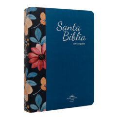 Biblia Reina Valera 1960 Mediana Letra Gigante Tapa Semiflexible Azul Flores