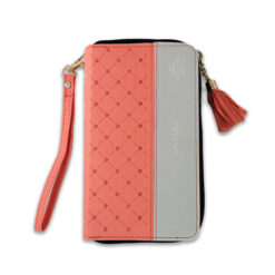 Biblia Chequera RV1960, Imit. Piel Coral Y Gris Claro