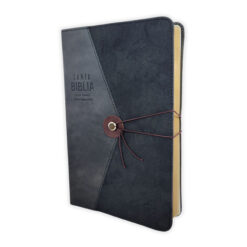 Biblia con Elástico Letra Grande 11 puntos RV1960, imit piel gris negro vintage