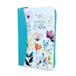 Biblia RVR60 tamaño manual letra grande JARDÍN TURQUESA con cierre e índice