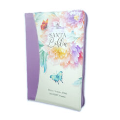 Biblia con Cierre Letra Gigante Manual 14 puntos RV1960, imit piel jardín lila con índice y canto floral
