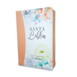 Biblia con Cierre Letra Gigante Manual 14 puntos RV1960, imit piel jardín coral con índice y canto floral