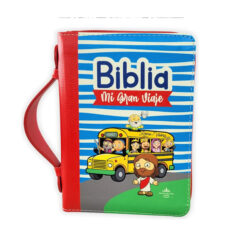 Biblia Mi Gran Viaje de Bolsillo con Cierre RV1960, imit piel rojo con asa de mano