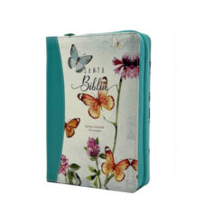 Biblia RVR1960 Mariposas turquesa cierre e indice