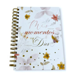 Libreta Devocional Espiral Mis Momentos con Dios, tapa dura floral acuarela